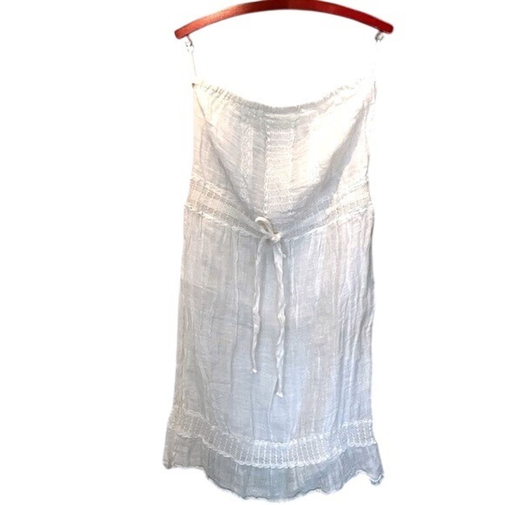 NWTs Michael Stars Ivory Lace Crochet 100% Linen‎ Laced Up Dress Beach Size M